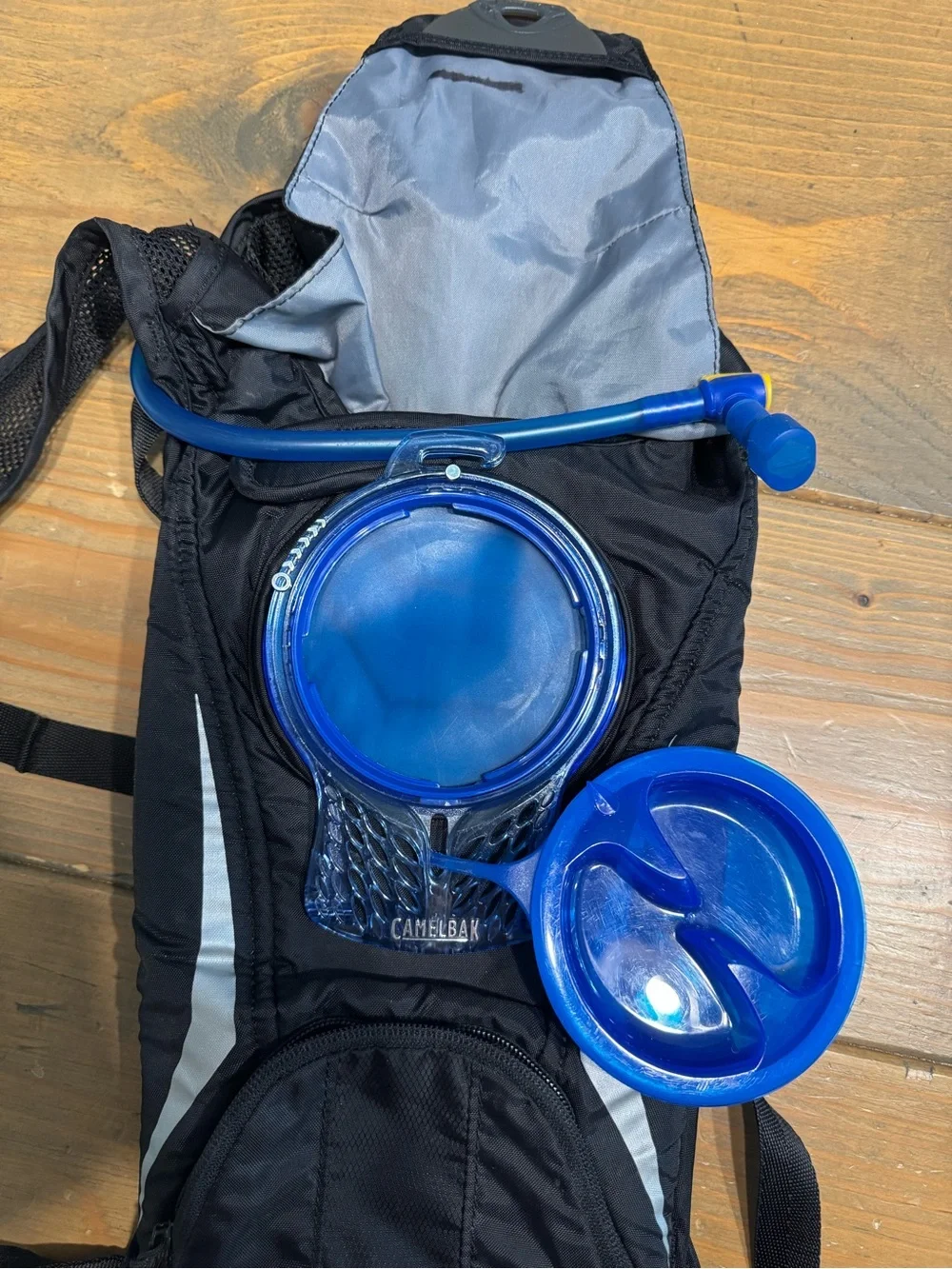 CamelBak Classic Hydration Pack — Black with Blue Tube